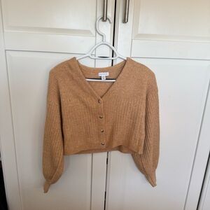 Topshop Camel Button-Up Cardigan